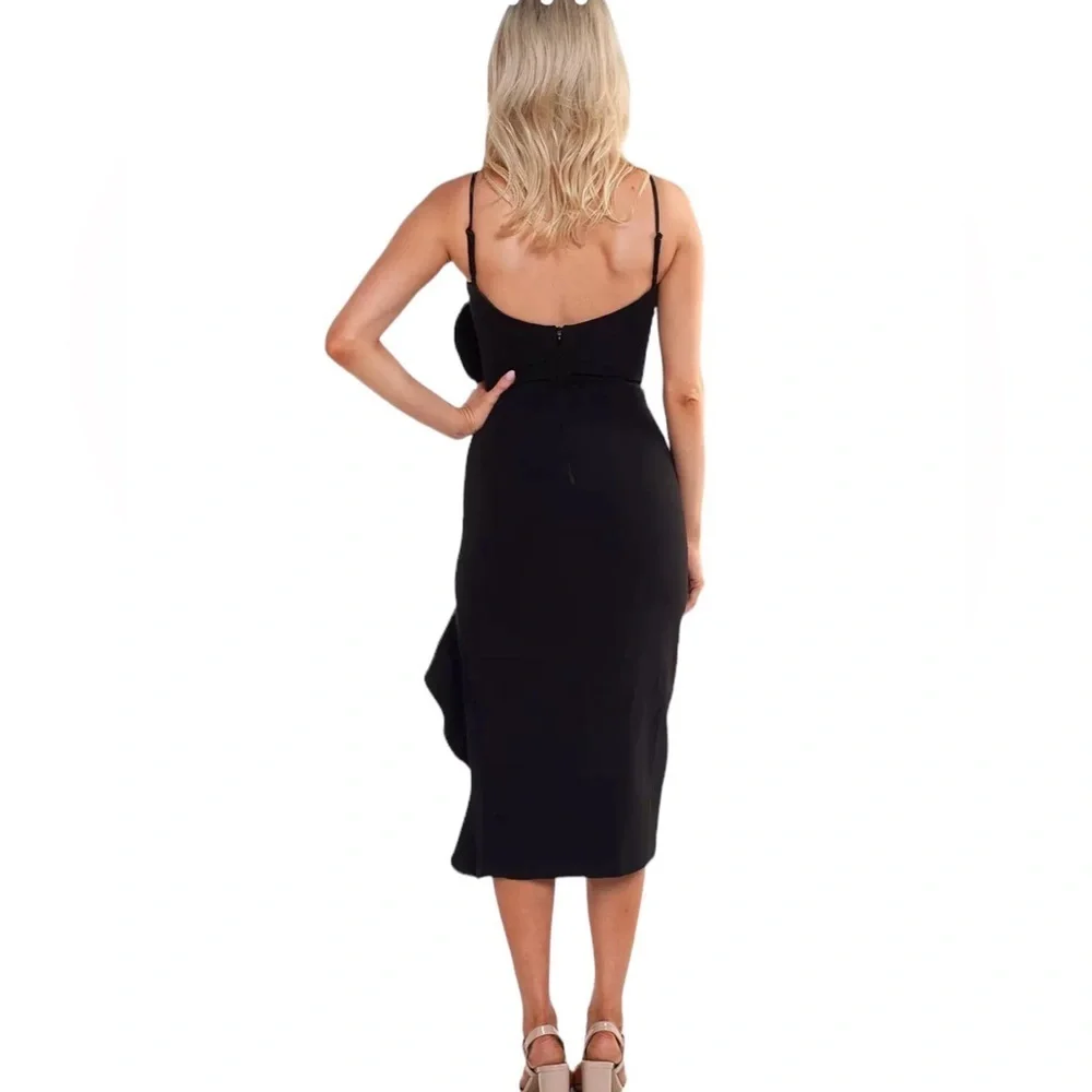 BARDOT RONA RUFFLED BLACK GOTH COCKTAIL PARTY DRESS 10/L